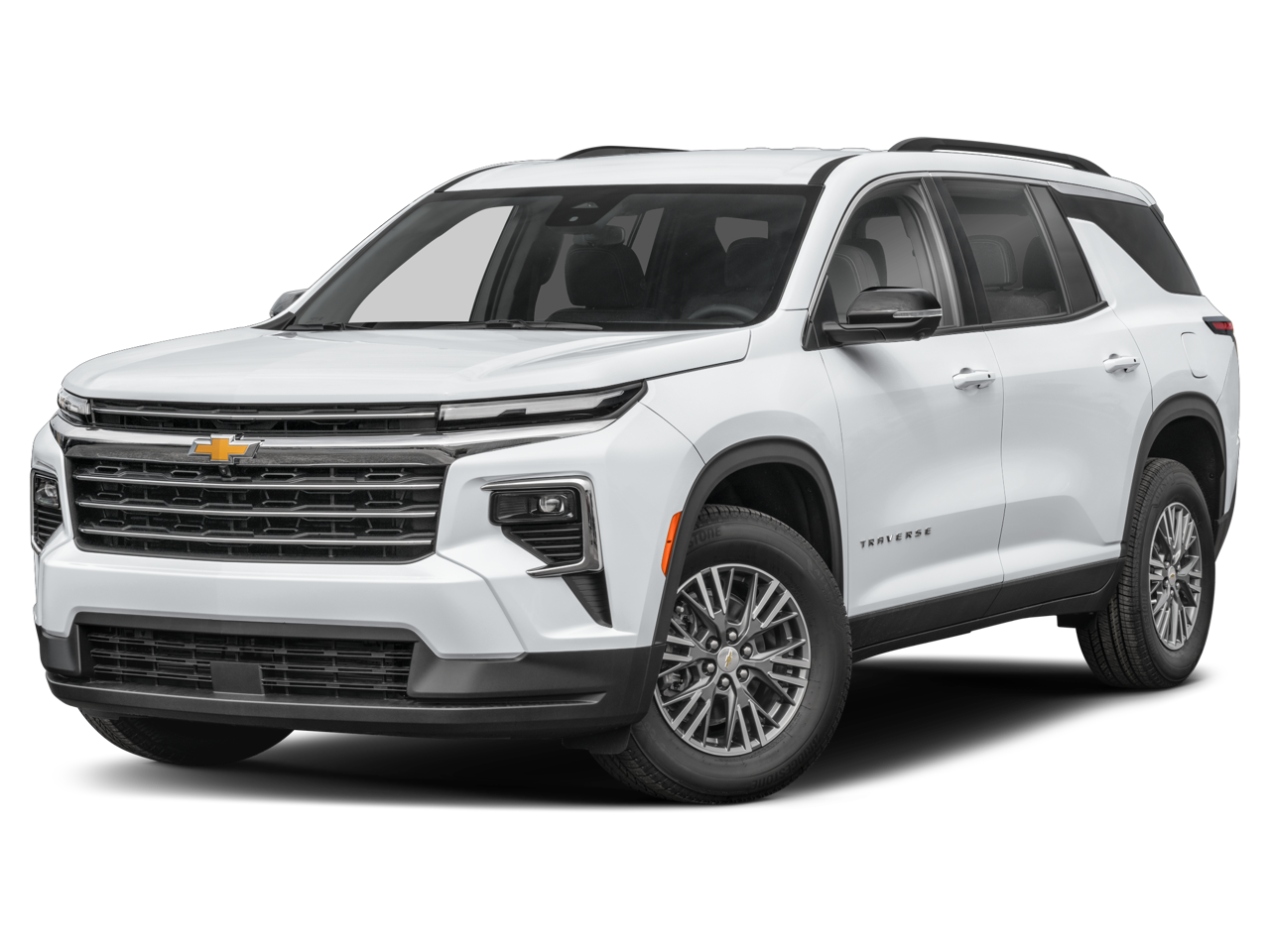2025 Chevrolet Traverse LT in Summit White — front three-quarter view