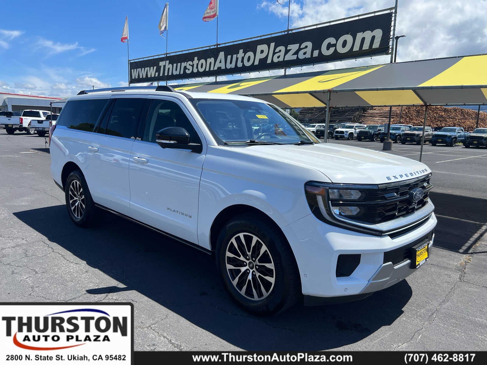 2025 Ford Expedition Max Platinum in White — front three-quarter view