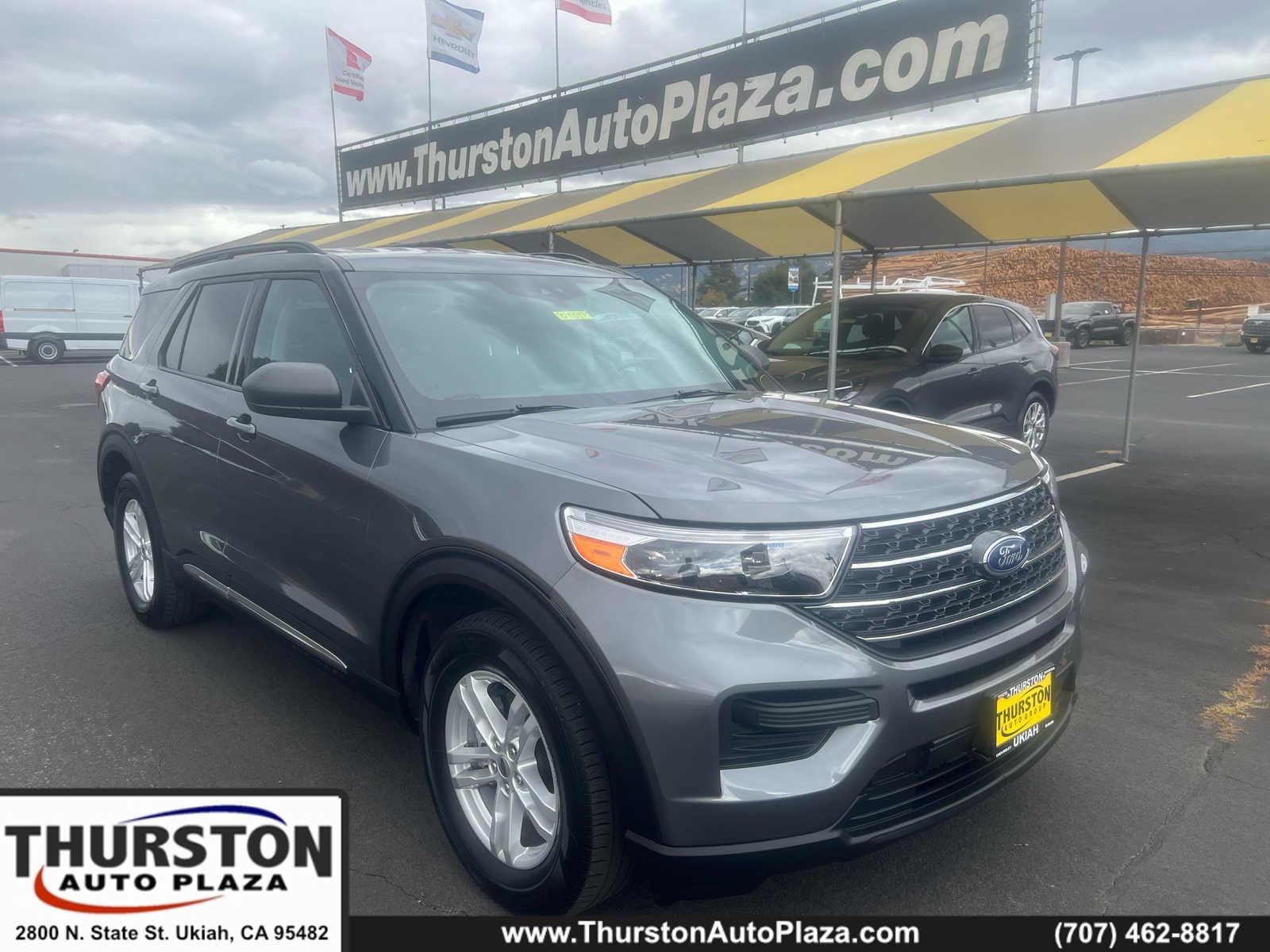 2024 Ford Explorer XLT in Gray — front three-quarter view