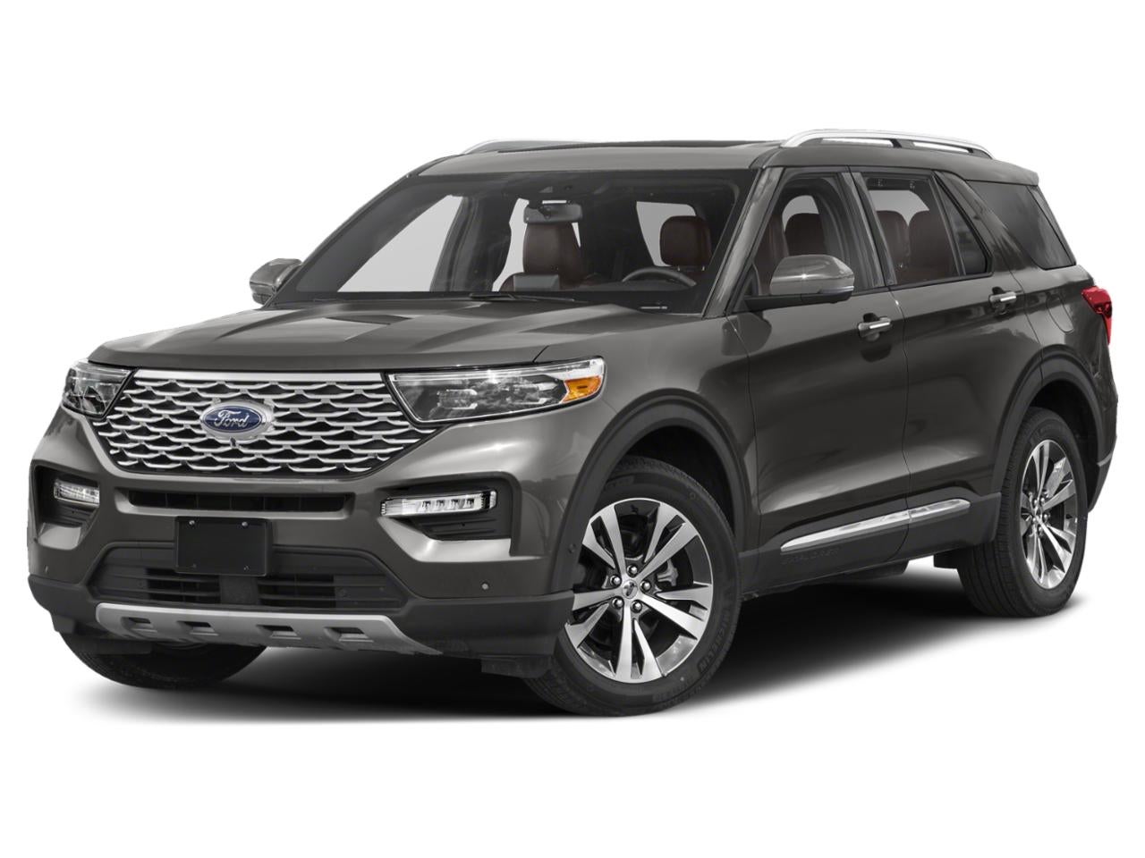 2020 Ford Explorer Platinum 4WD in Magnetic Metallic — front three-quarter view